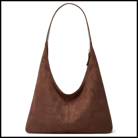 Handbags - Retro Suede Hobo Shoulder Bag Large Tote Satchel Casual Work Purse